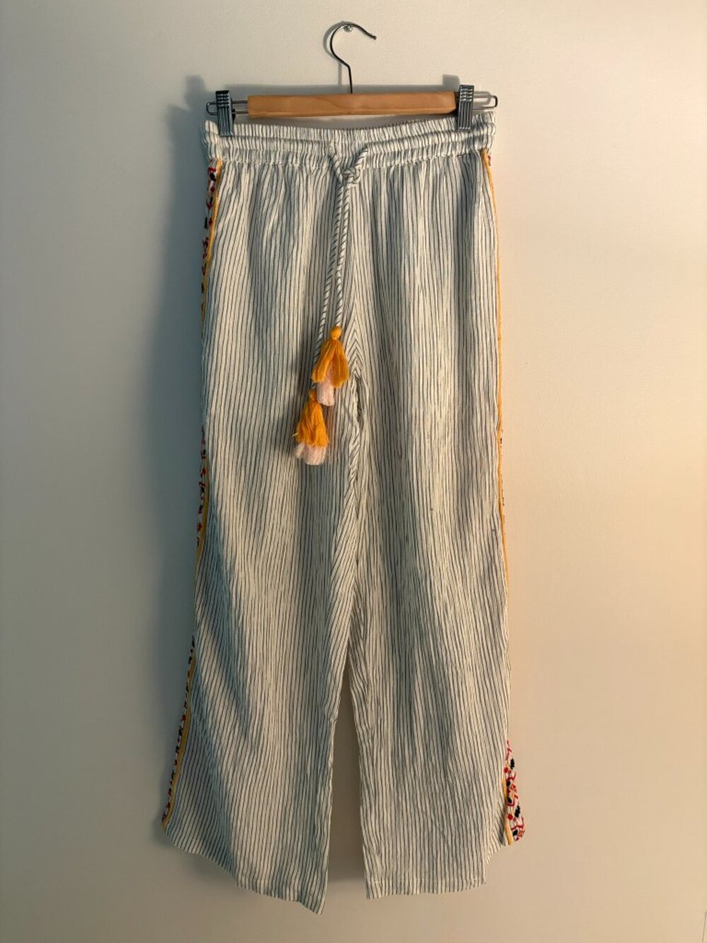 NWT THML Striped and Embroidered Lightweight Pants